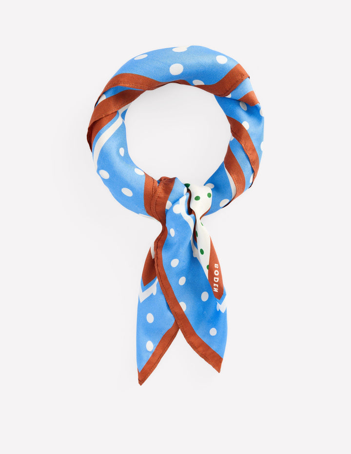 Foulard carré en soie-Multi, pois peints