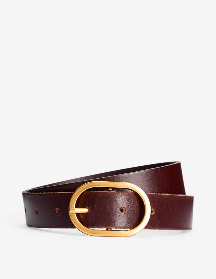 Ceinture classique en cuir-Chocolat amer