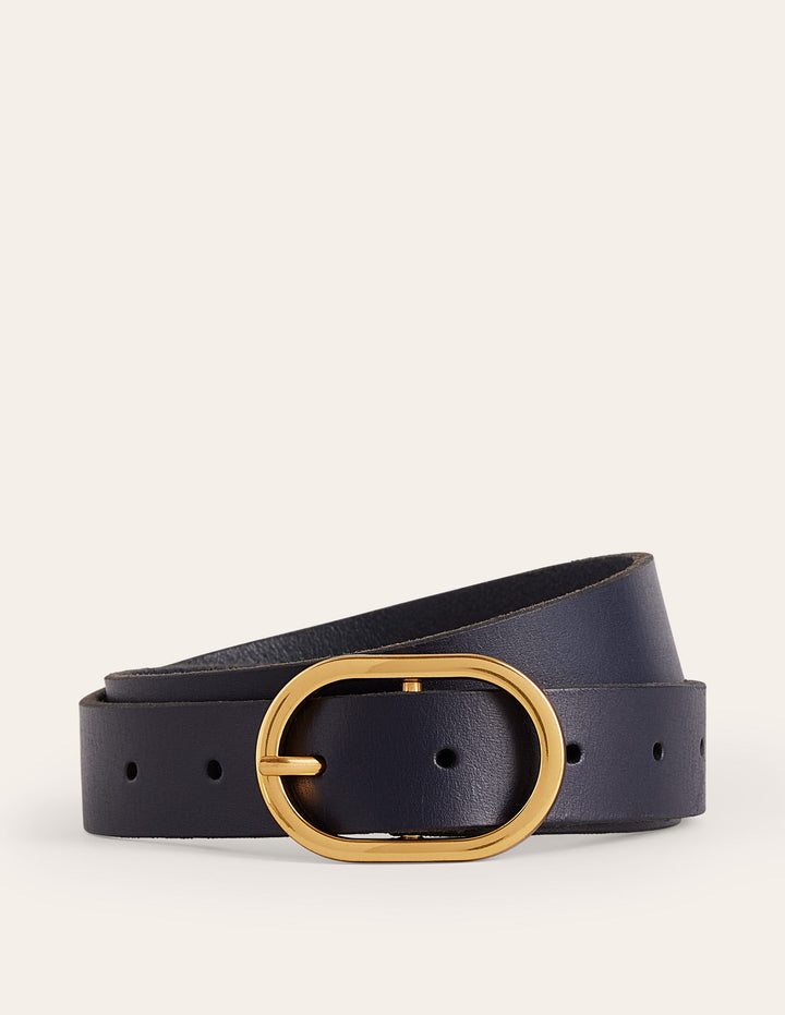 Ceinture classique en cuir-Bleu marine