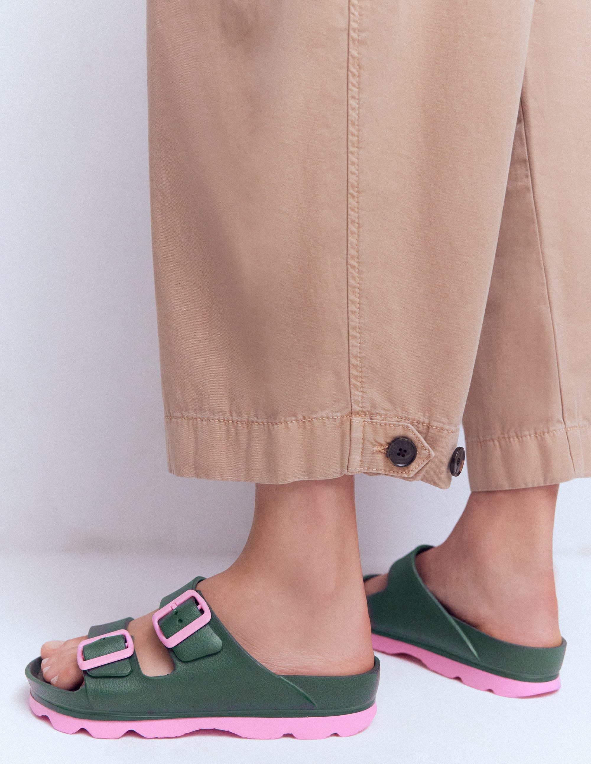 Lyla Pantoletten mit doppelter Schnalle-Khaki/Rosa - Image 3