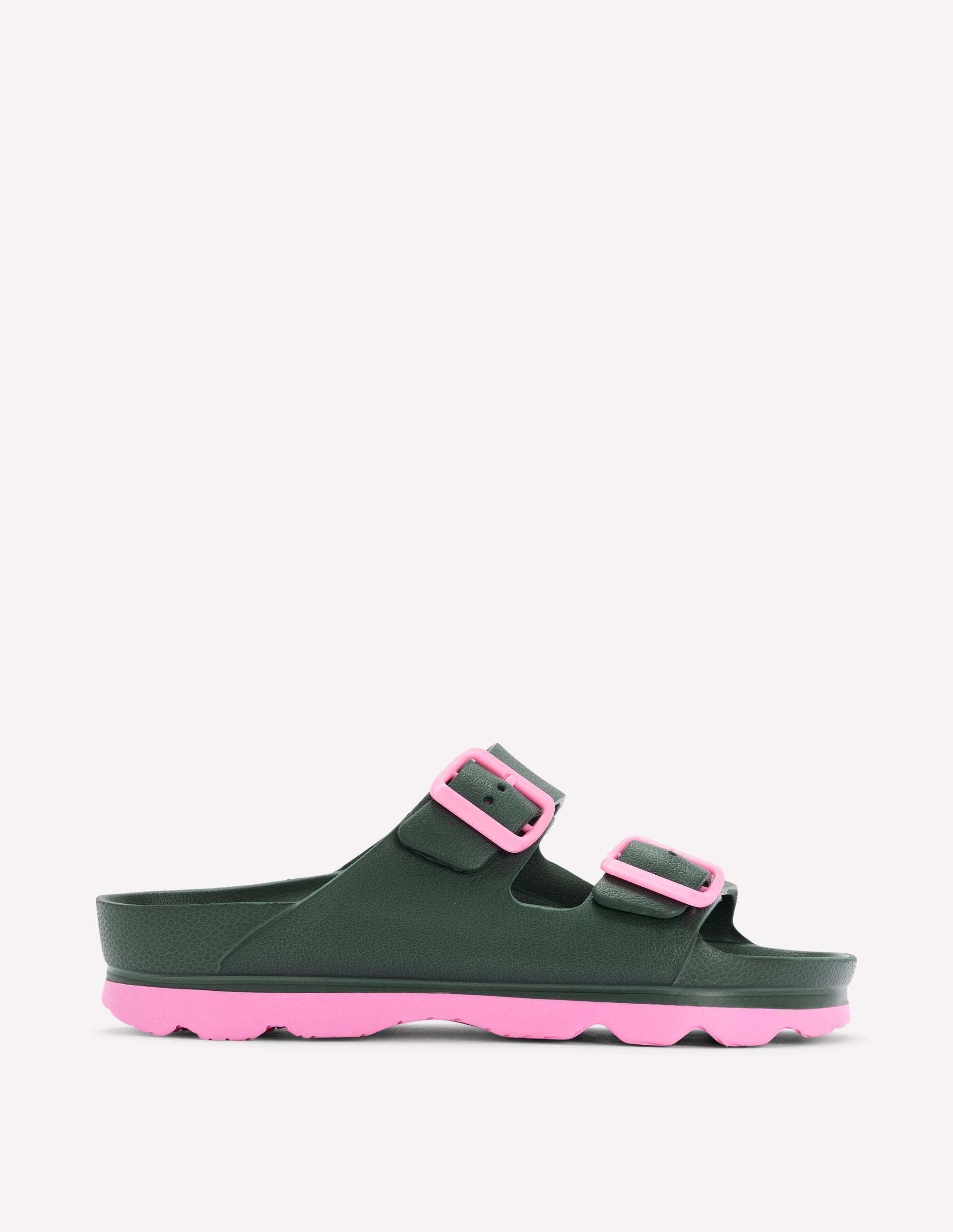 Lyla Pantoletten mit doppelter Schnalle-Khaki/Rosa - Image 1