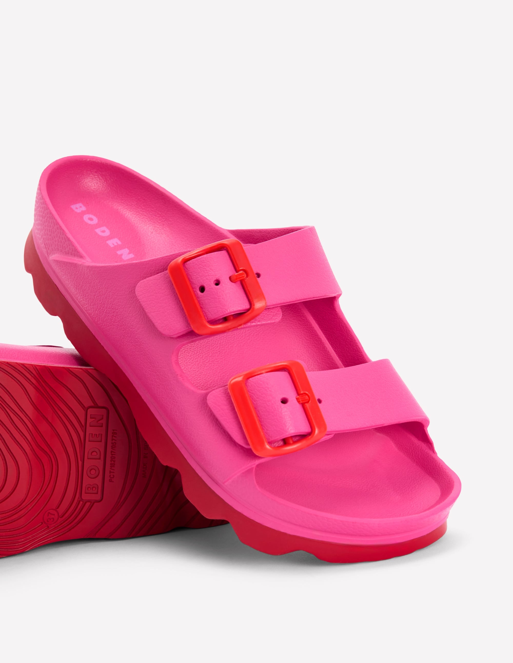 Lyla Pantoletten mit doppelter Schnalle-Pink/Rot - Image 4