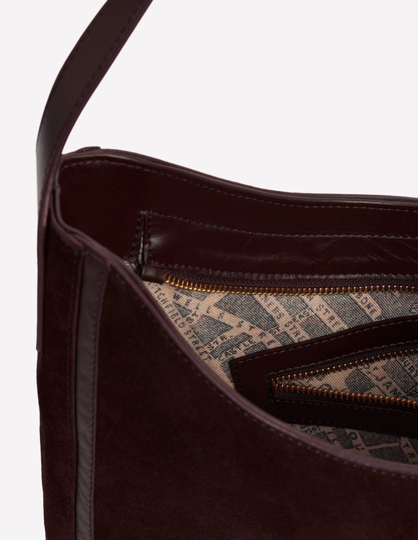 Hobo-Tasche aus Wildleder-Bitterschokolade