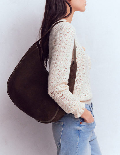 Sac besace en daim-Chocolat amer-2