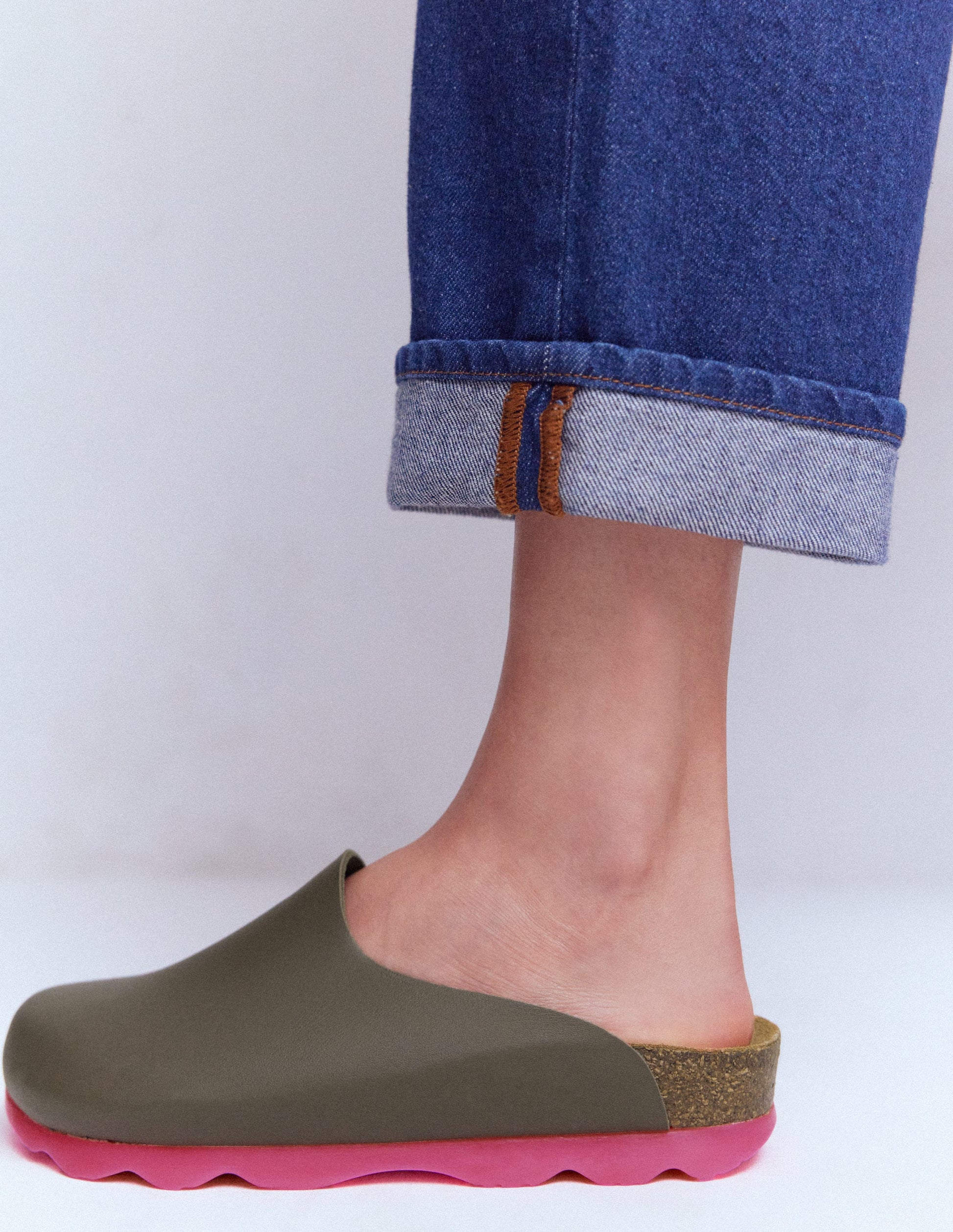 Lyla Clogs in Blockfarben-Khaki/Rosa-2
