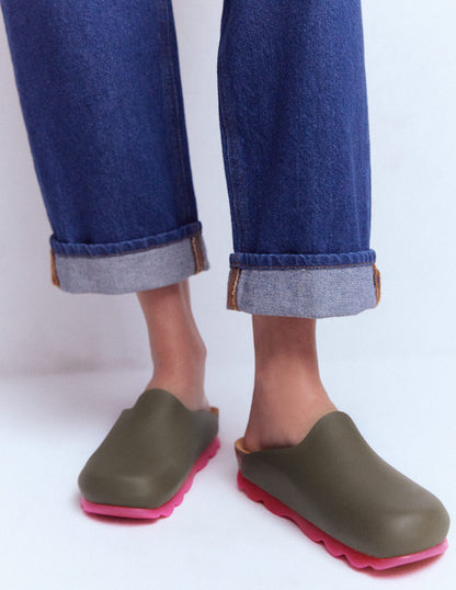 Lyla Clogs in Blockfarben-Khaki/Rosa-4