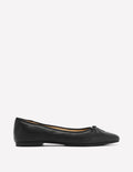 Spitze, flache Schuhe mit flexibler Sohle-Schwarz Gewalktes Leder