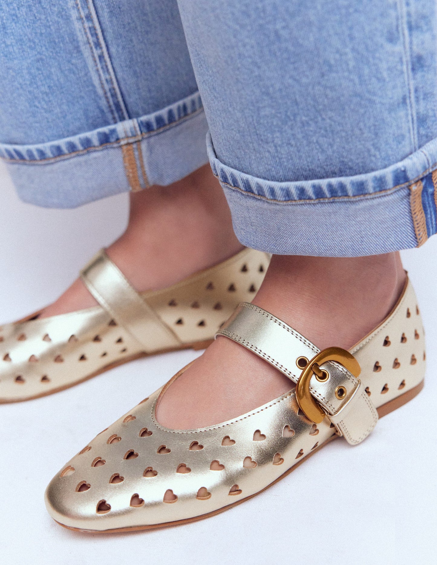 Kylie Flache Mary Janes mit Schnalle-Gold
