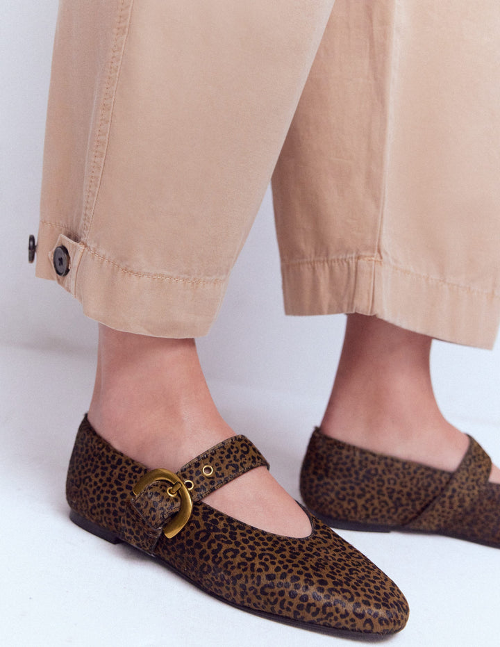 Kylie Flache Mary Janes mit Schnalle-Mini Leopardenmuster