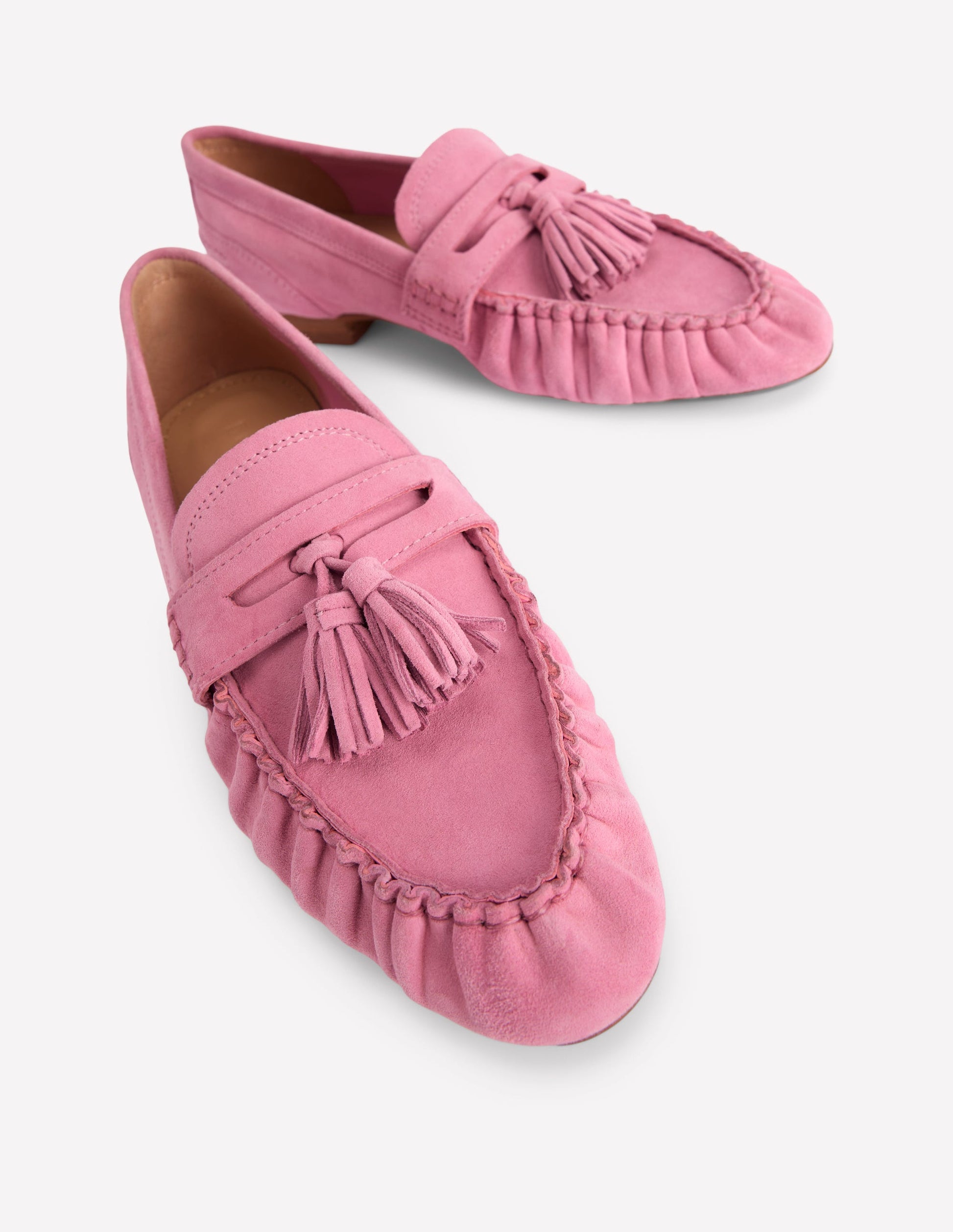 Weiche, geraffte Loafer-Rosa Parfait-5