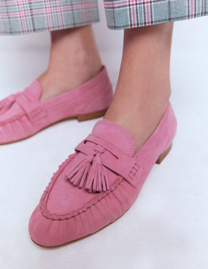 Weiche, geraffte Loafer-Rosa Parfait-3