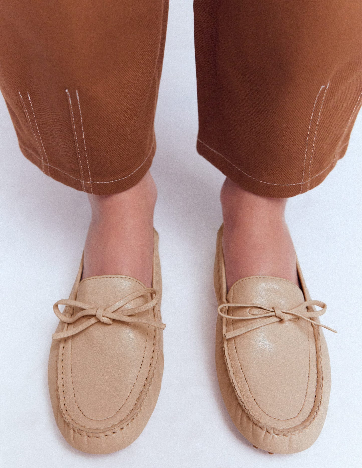 Heidi Genähte, weiche Loafer-Beige
