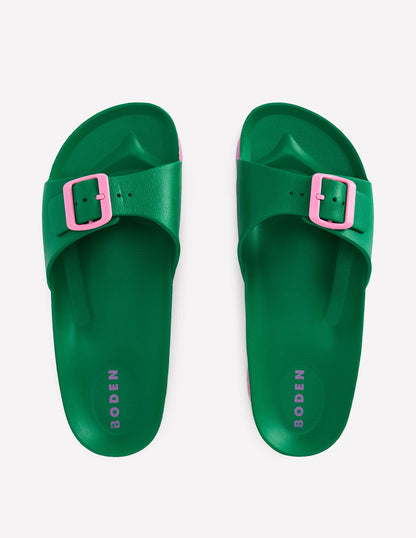 Lyla Pantoletten mit Schnalle-Grün/Rosa-5