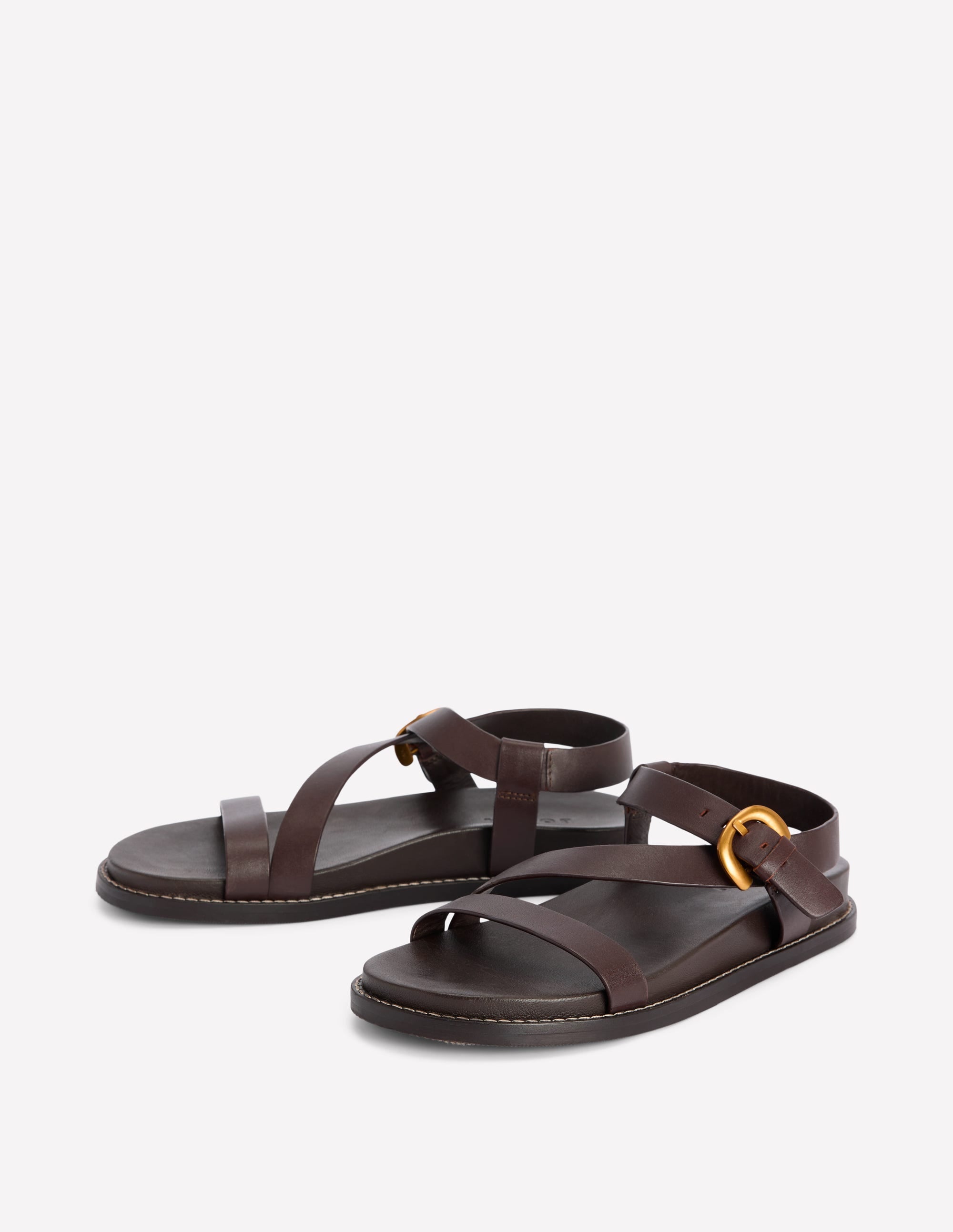 Asymmetrische Sandalen mit breitem Absatz-Schoko - Image 4