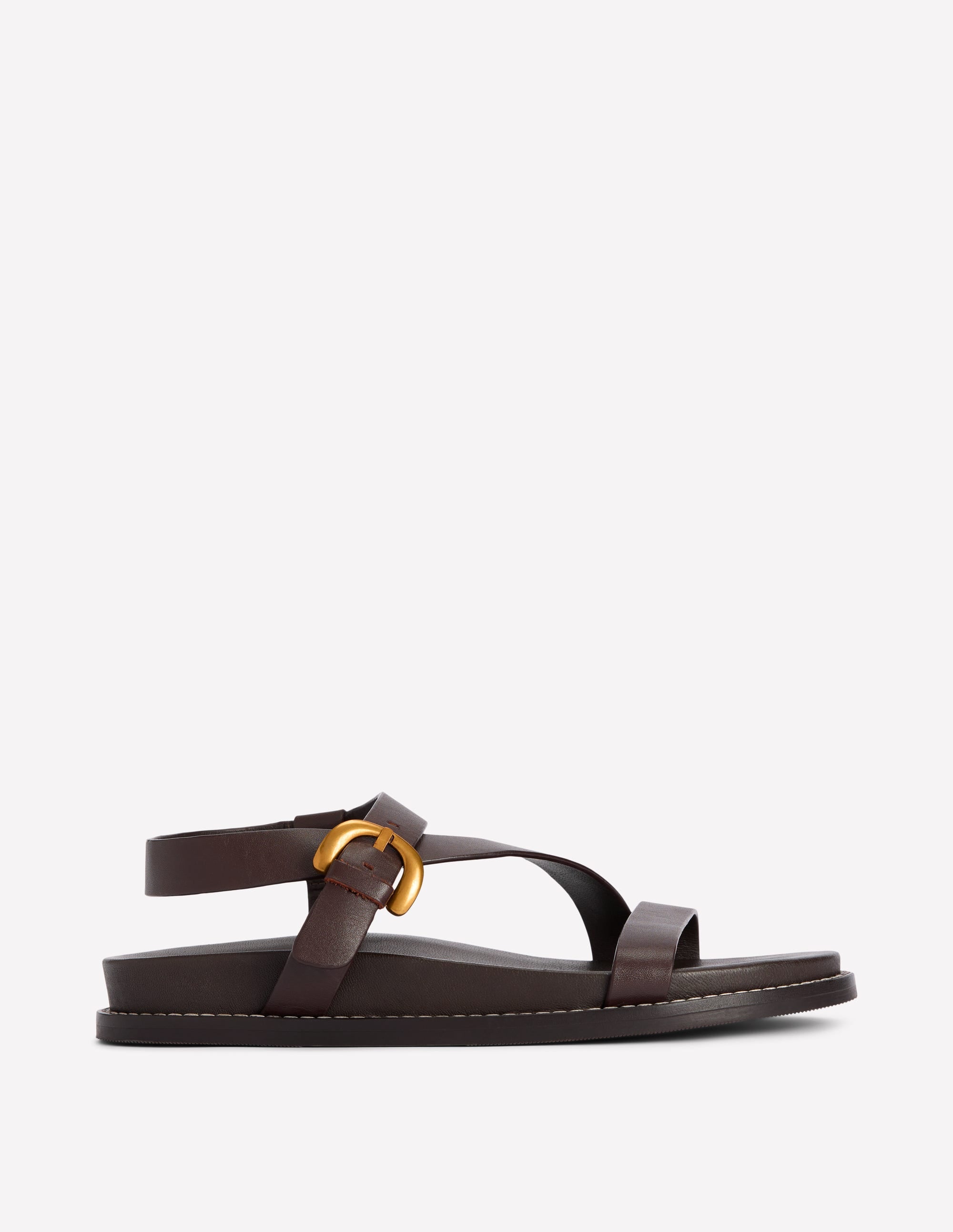 Asymmetrische Sandalen mit breitem Absatz-Schoko - Image 1