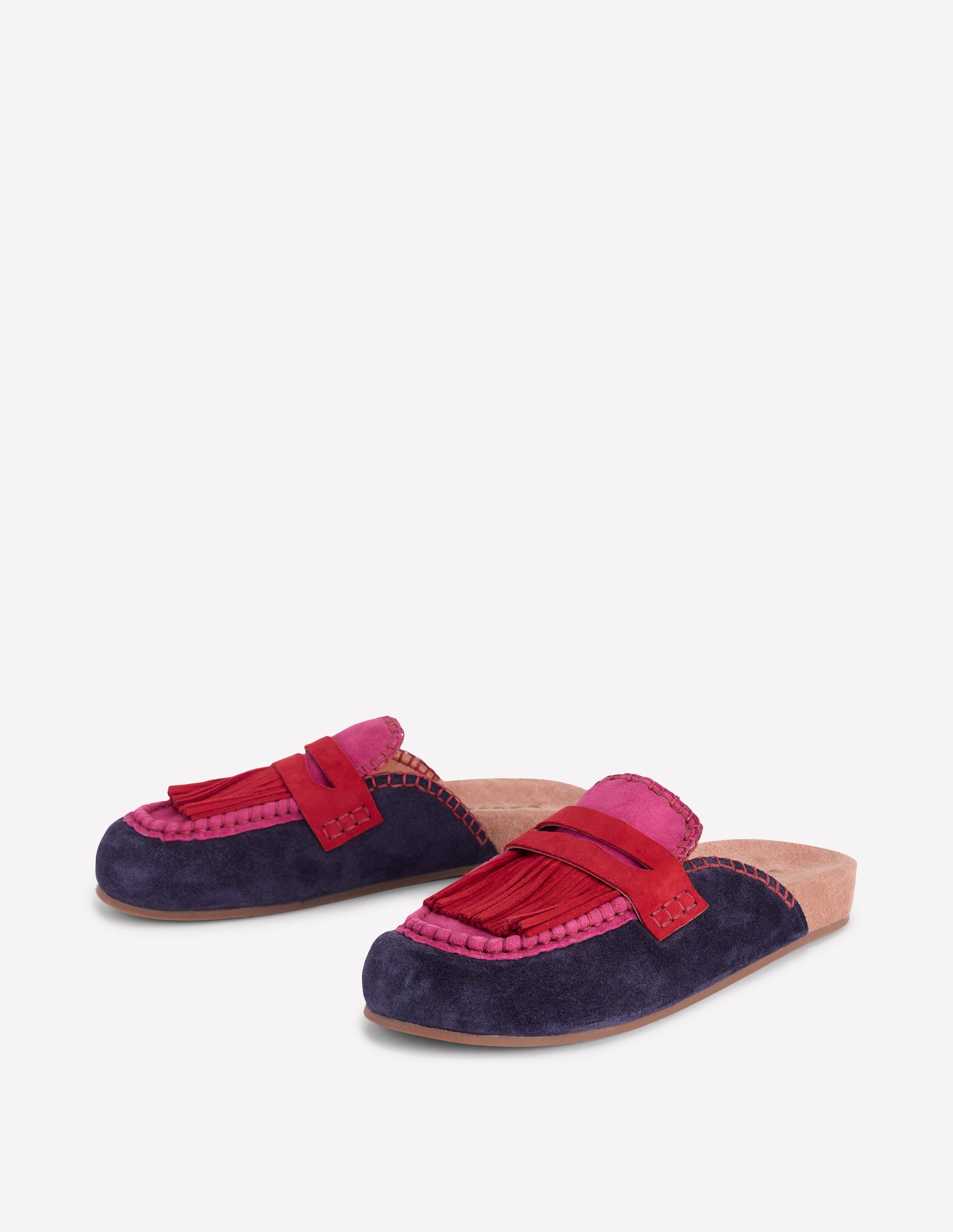 Sabots Etta façon mules avec franges-Colourblock - Image 3