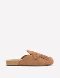 Sabots Etta façon mules avec franges-Fauve