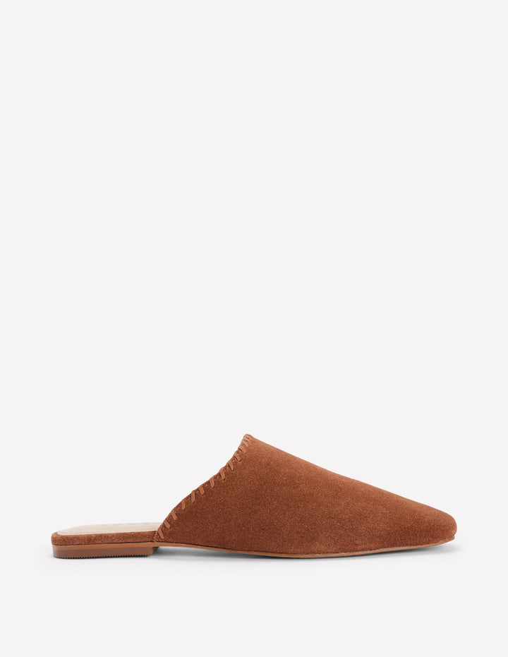 Loafer-Pantoletten-Hellbraun Wildleder