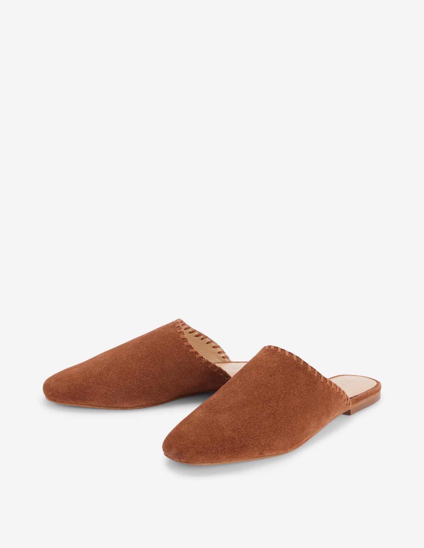 Loafer-Pantoletten-Hellbraun Wildleder