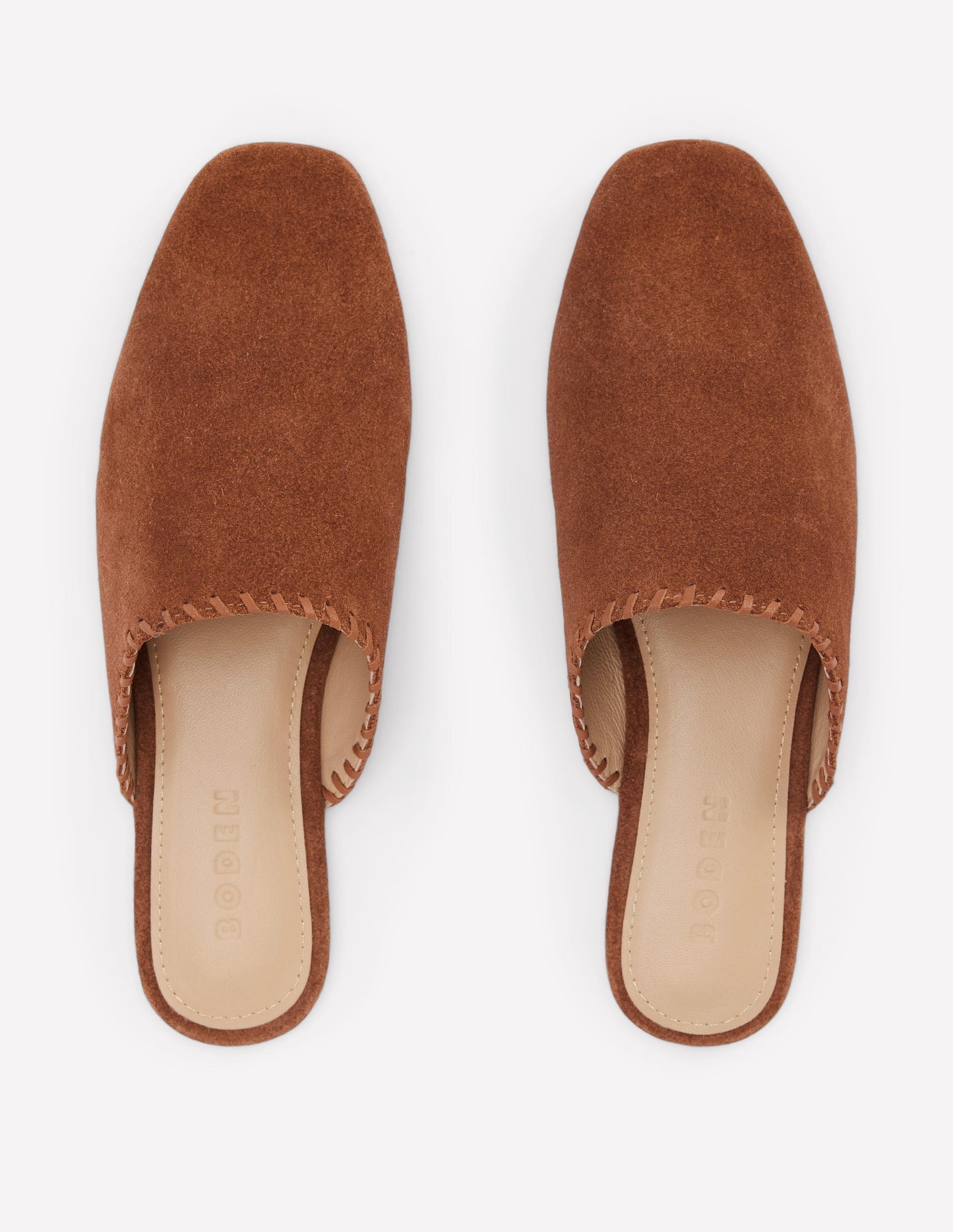 Loafer-Pantoletten-Hellbraun Wildleder