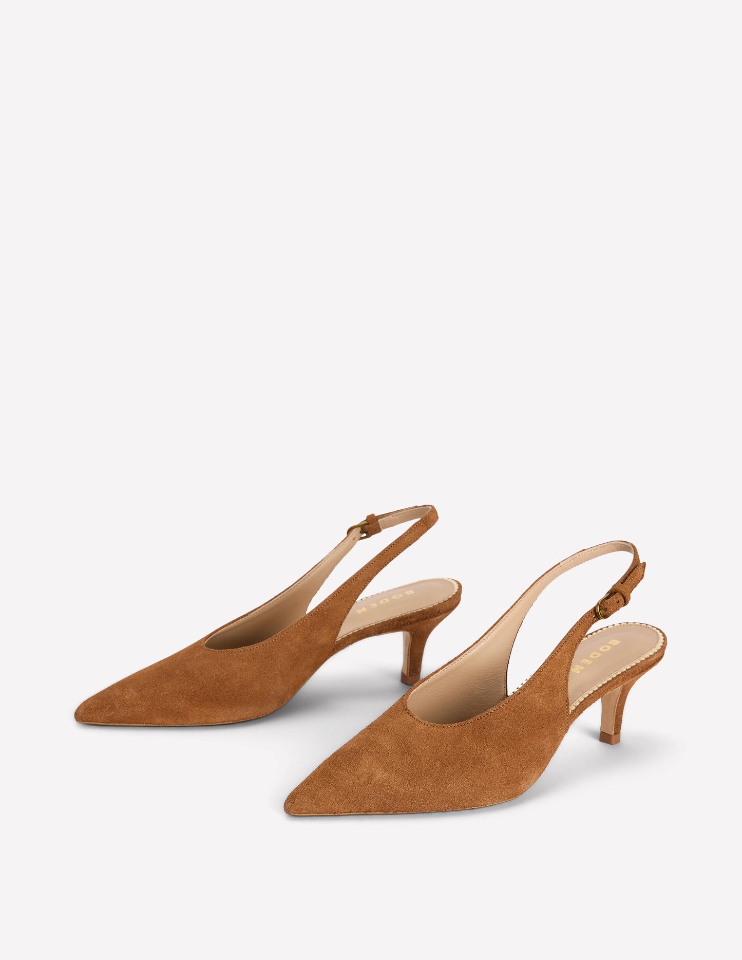 Hochgeschnittene Slingback-Pumps-Hellbraun