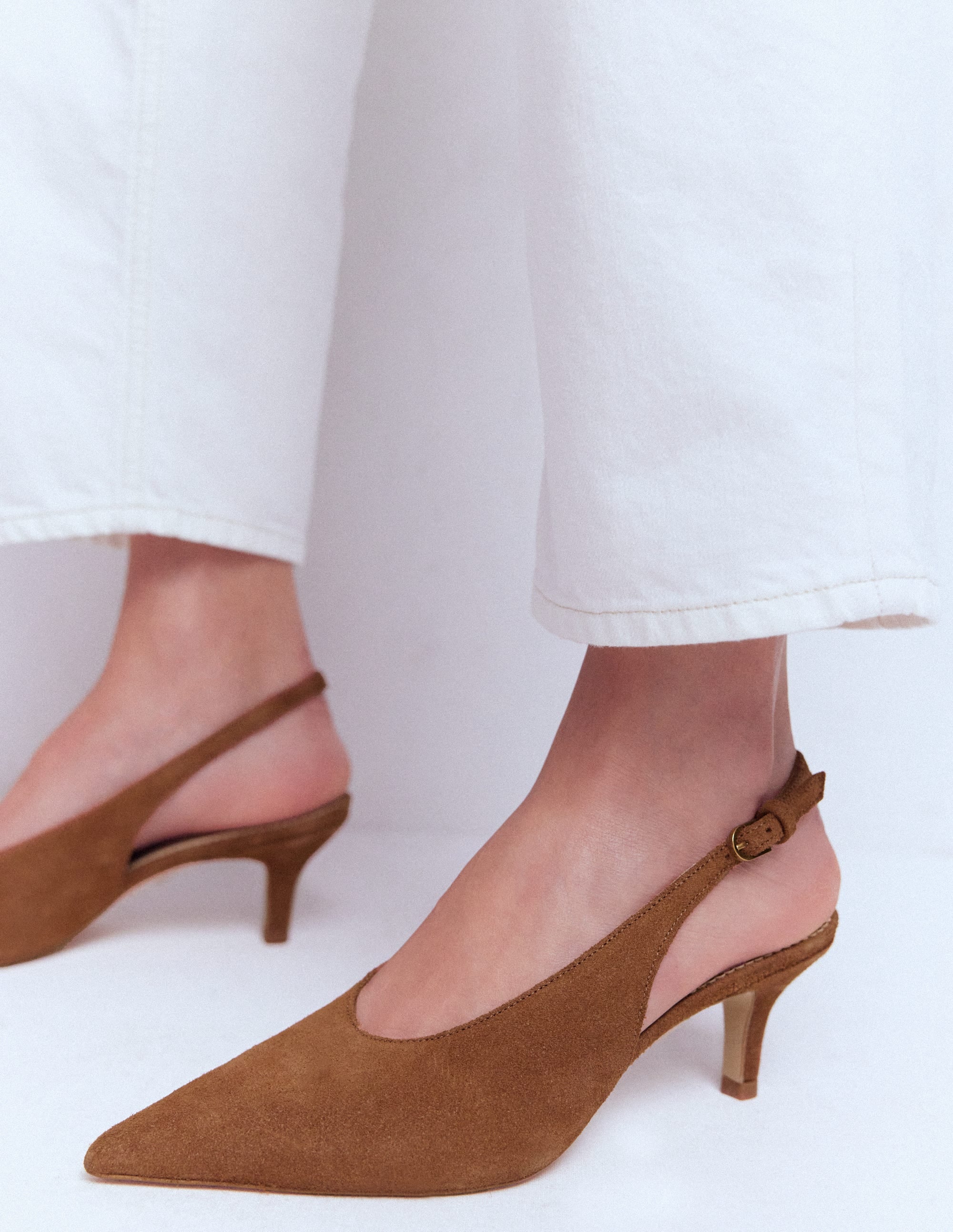 Hochgeschnittene Slingback-Pumps-Hellbraun - Image 2