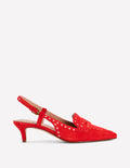 Schuhe im Brogue-Stil mit Fersenriemen und Kitten-Absatz-ROT