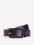 Ceinture tressée à détails en métal-Bleu marine