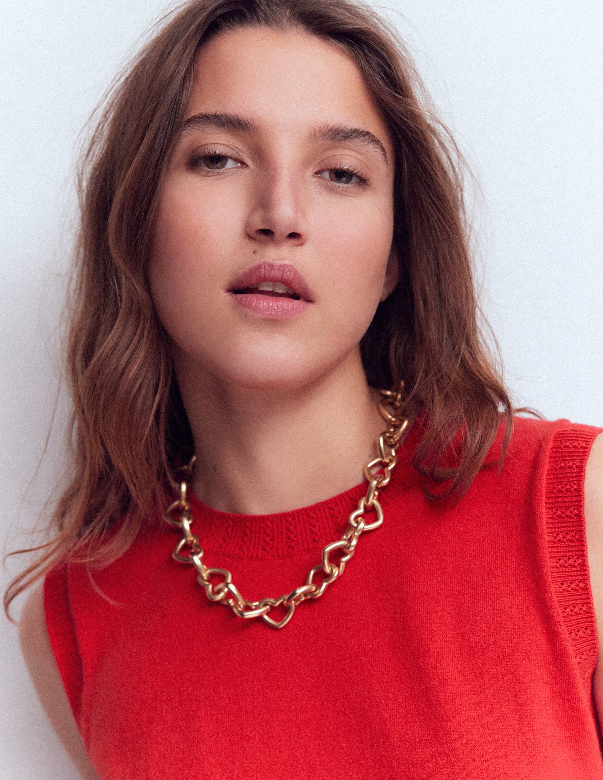 Collier chaîne épais à cœurs-Doré-2