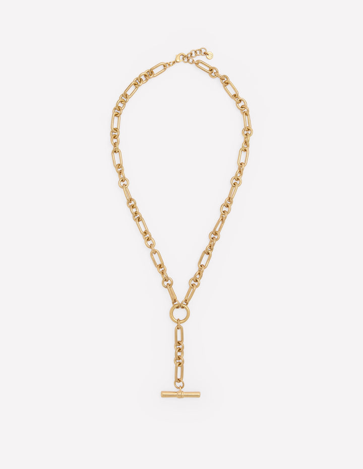 Collier chaîne avec pendentif à barre en T-Barre en T dorée