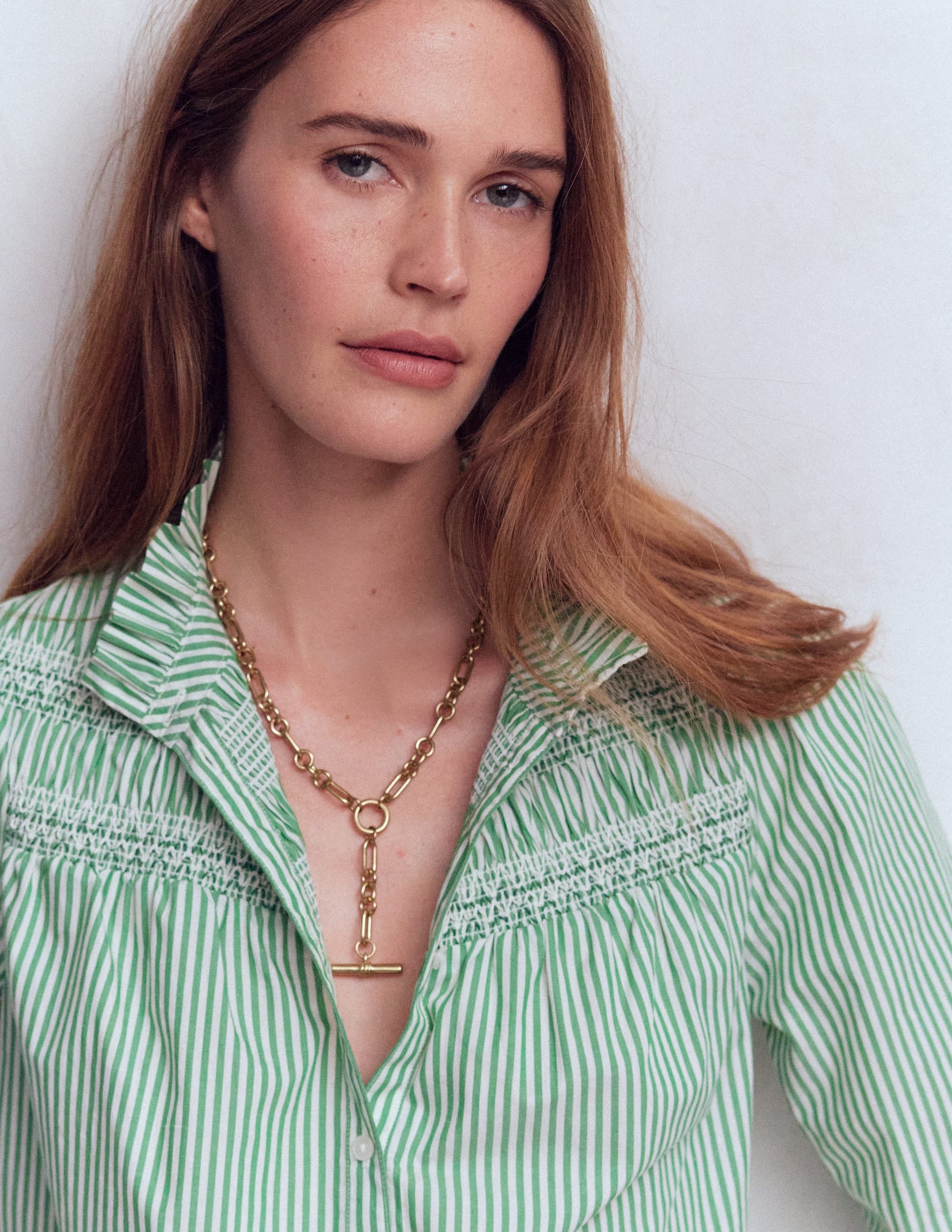 Drop Chain T-bar Necklace-Gold Colour - Image 2
