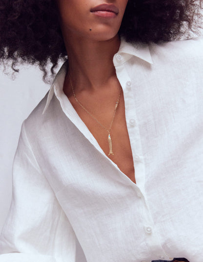 Lange Halskette mit Anhänger-Dunkelblau, Fisch-2