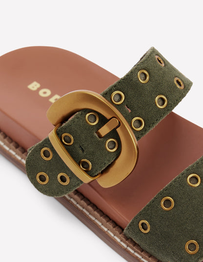 Caryl Sandalen mit Doppelriemen-Dunkles Olivgrün-4