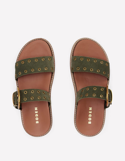 Caryl Sandalen mit Doppelriemen-Dunkles Olivgrün-5