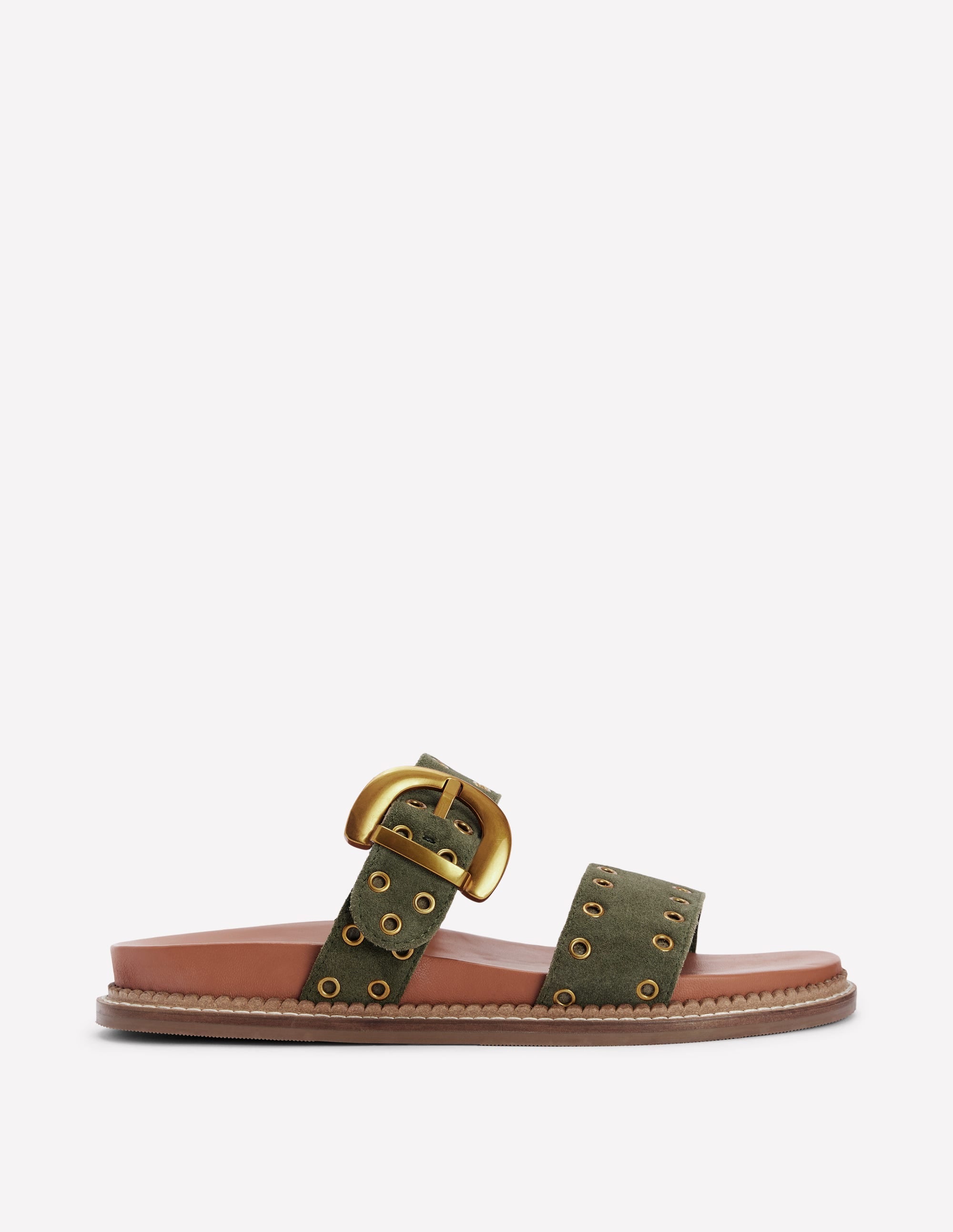 Sandales Caryl à deux brides-Vert olive profond - Image 1