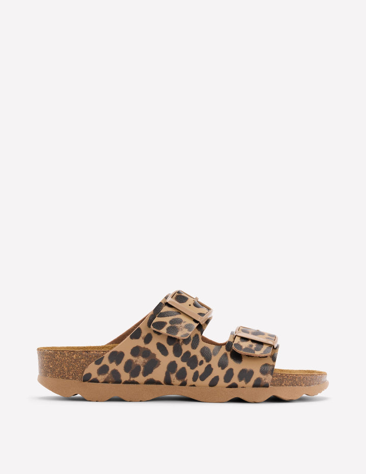 Lyla Printed Buckle Sliders-Leopard