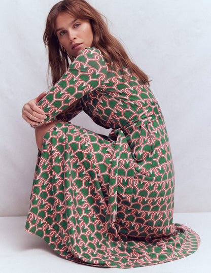 Robe-chemise Marcia en jersey-Vert chasseur, motif Heart Link-1