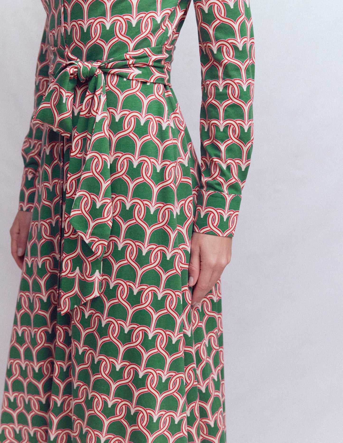 Robe-chemise Marcia en jersey-Vert chasseur, motif Heart Link