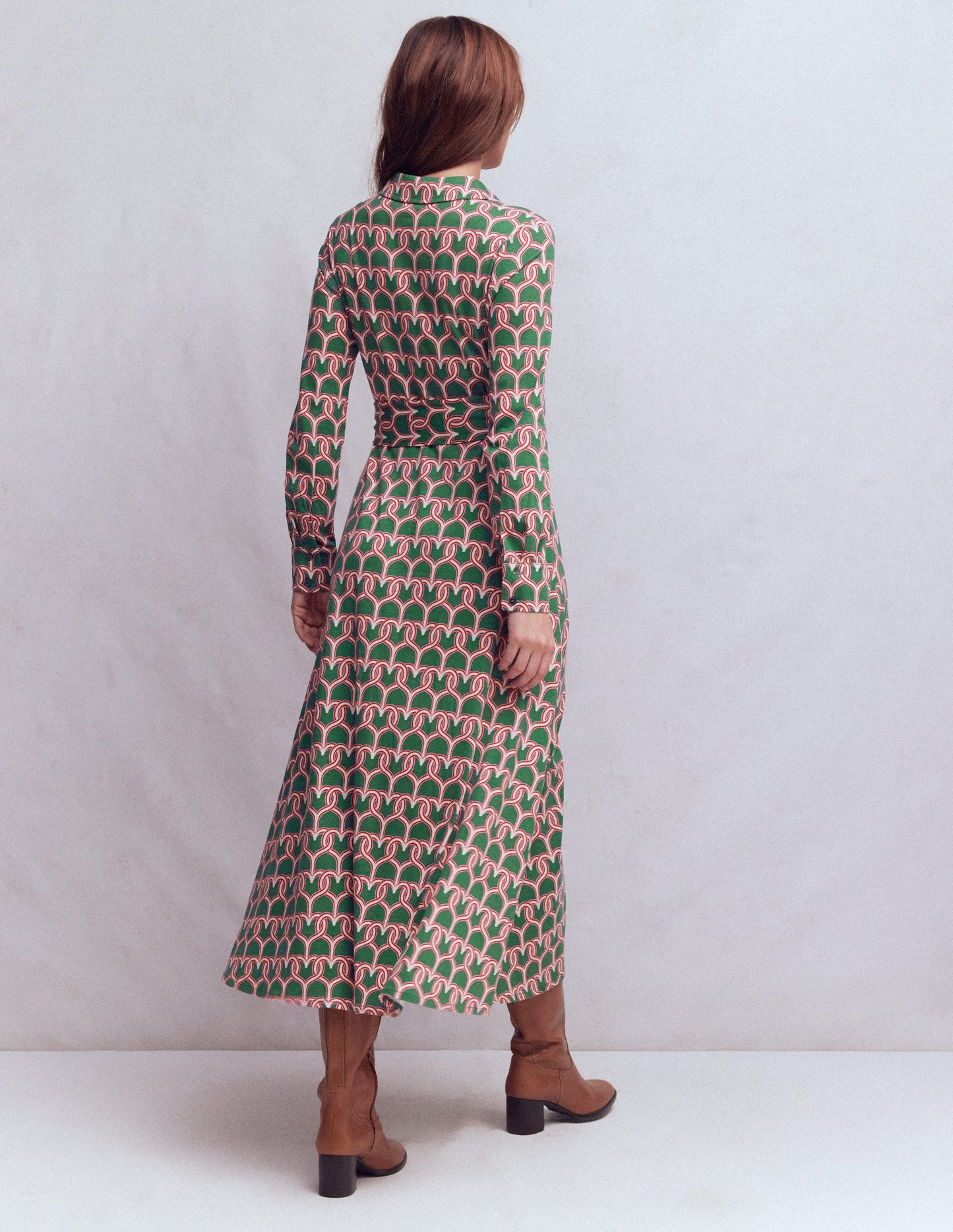 Robe-chemise Marcia en jersey-Vert chasseur, motif Heart Link