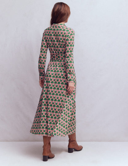 Robe-chemise Marcia en jersey-Vert chasseur, motif Heart Link-3