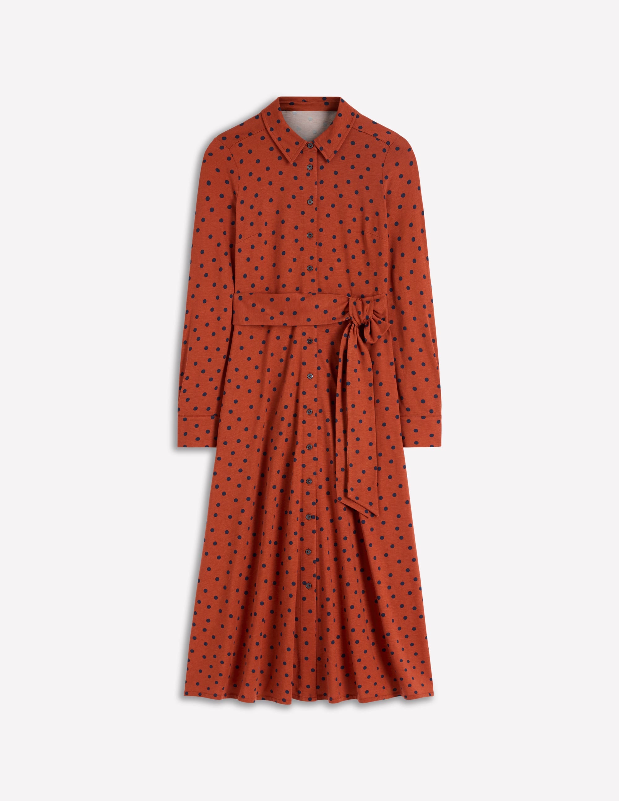 Robe-chemise Marcia en jersey-Orange brûlé, pois bleu marine - Image 5