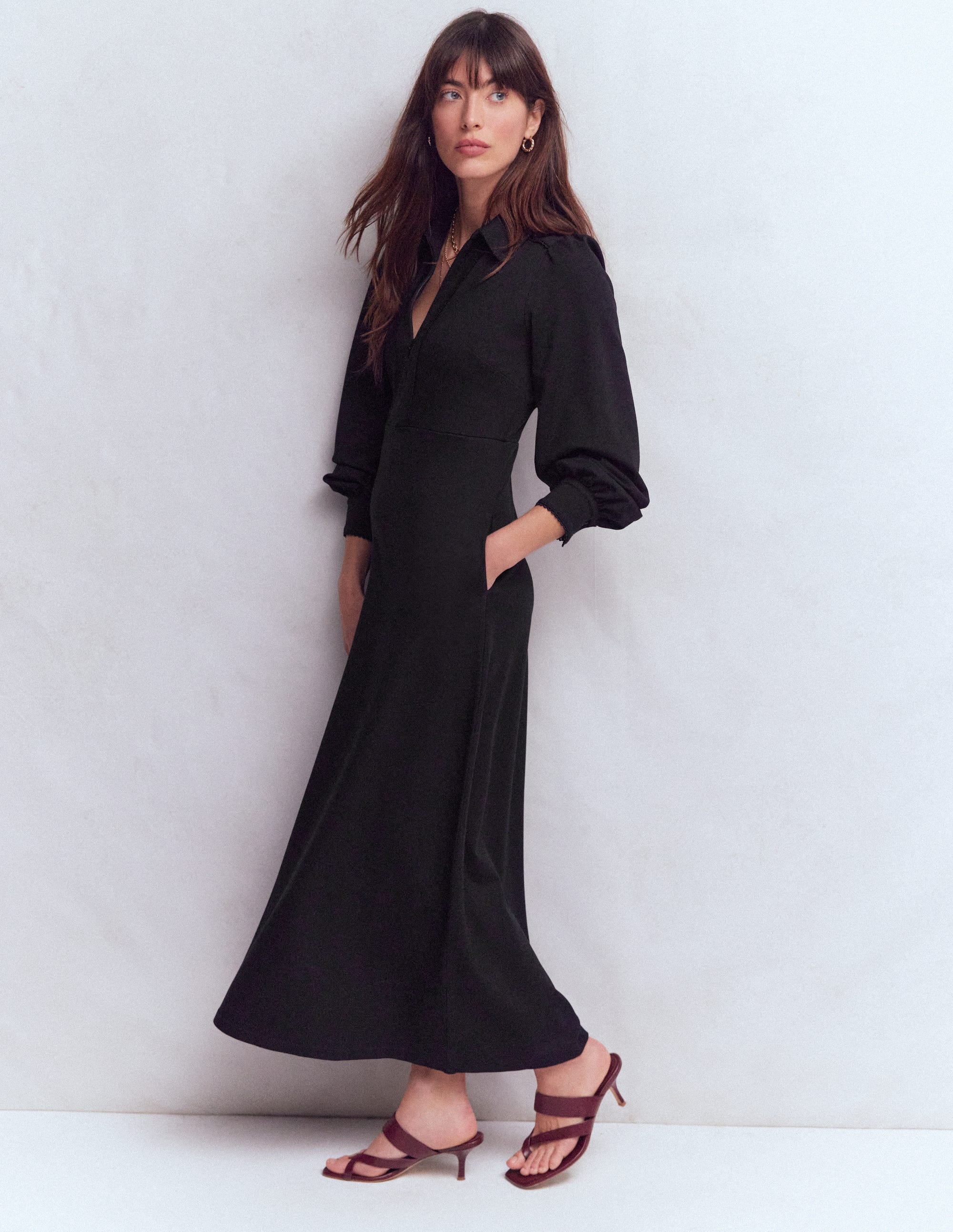 Robe midi Pip zippée en point de Rome-Noir - Image 4