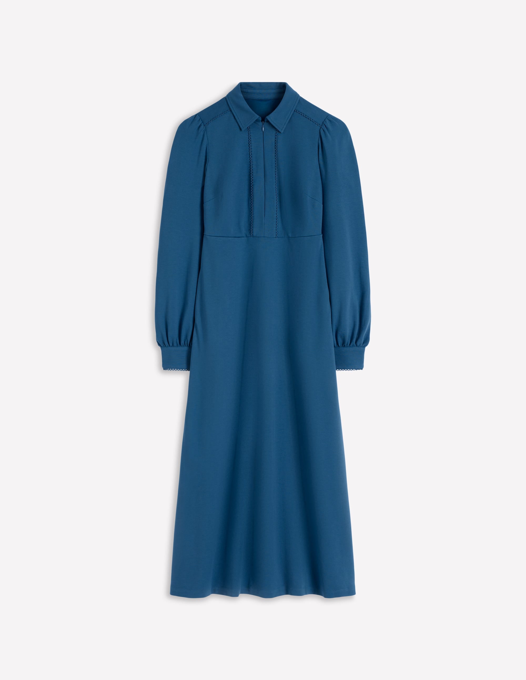 Paspeliertes Ponte-Midikleid mit Reißverschluss-Turmalinblau - Image 4