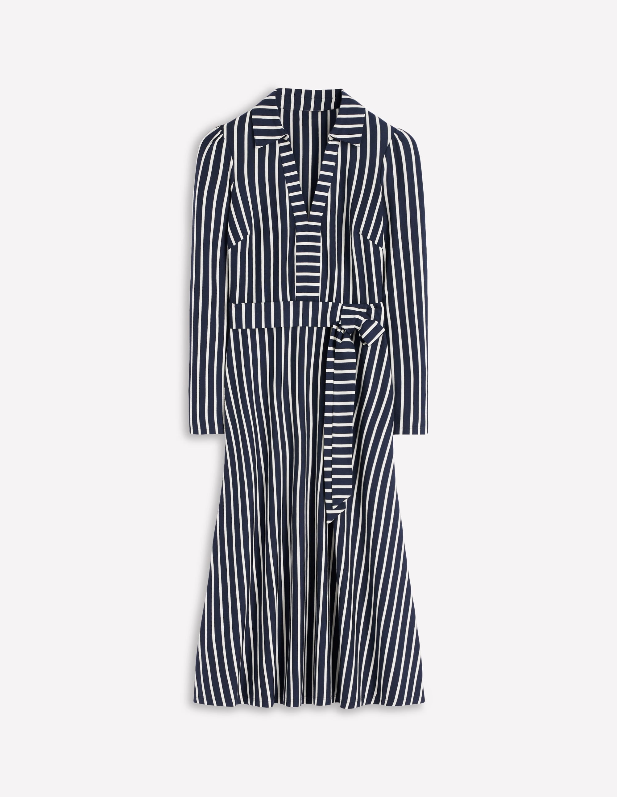 Robe Imogen en jersey à col-Rayé bleu marine foncé et ivoire - Image 5