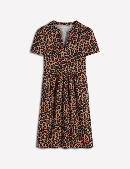 Naomi Kurzes Jerseykleid-Kamelbraun, Gepard Pop-5
