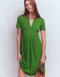 Robe Naomi à manches courtes-Vert promenade