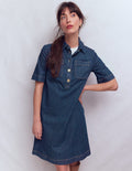 Robe droite Zia à poches-Rayé Indigo