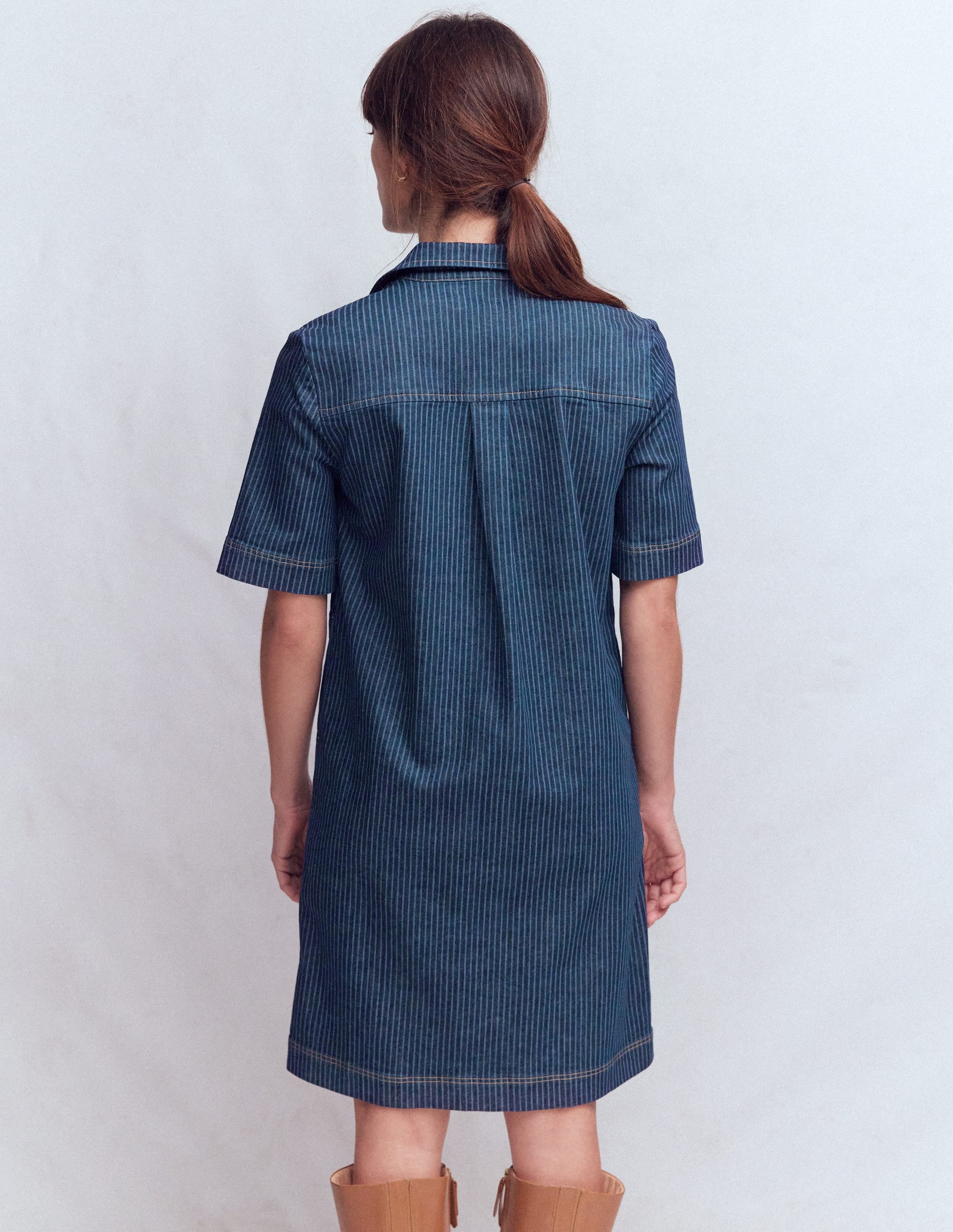 Zia Etuikleid mit Tasche-Indigo Streifen - Image 3
