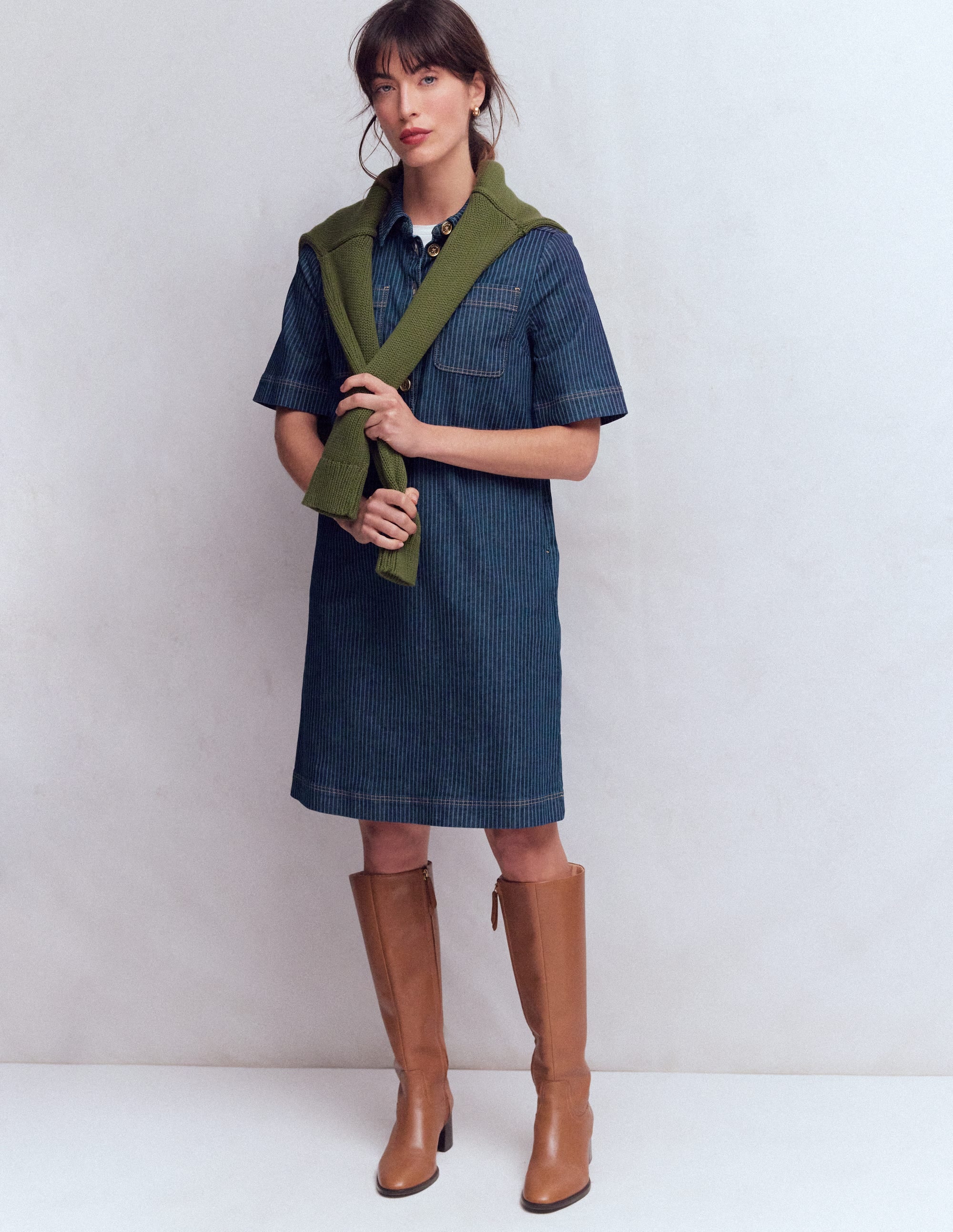 Zia Etuikleid mit Tasche-Indigo Streifen - Image 4