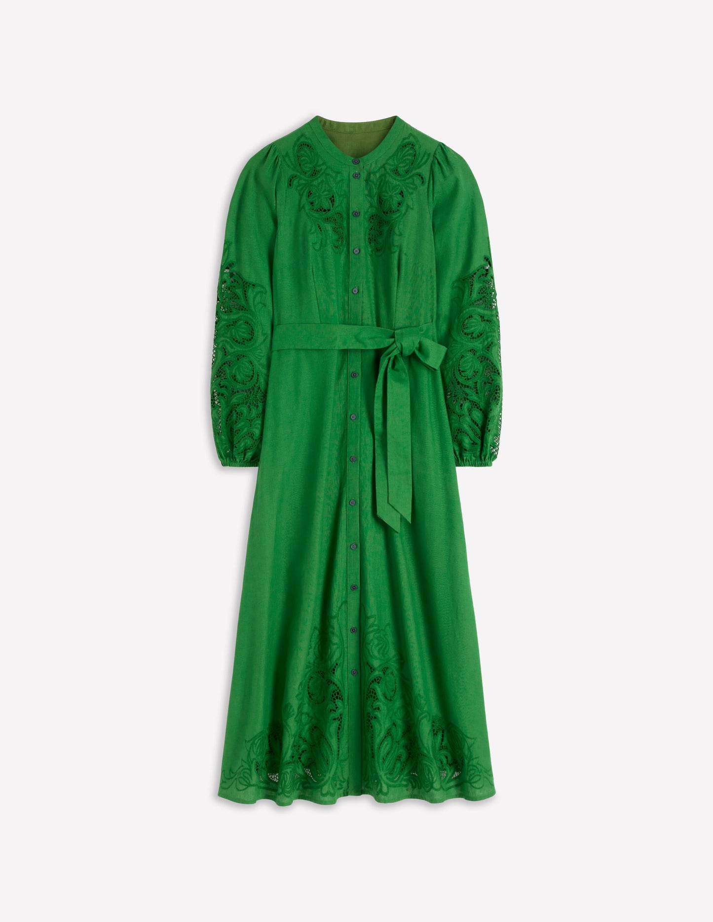 Robe-chemise Mae en lin mélangé-Vert des Highlands